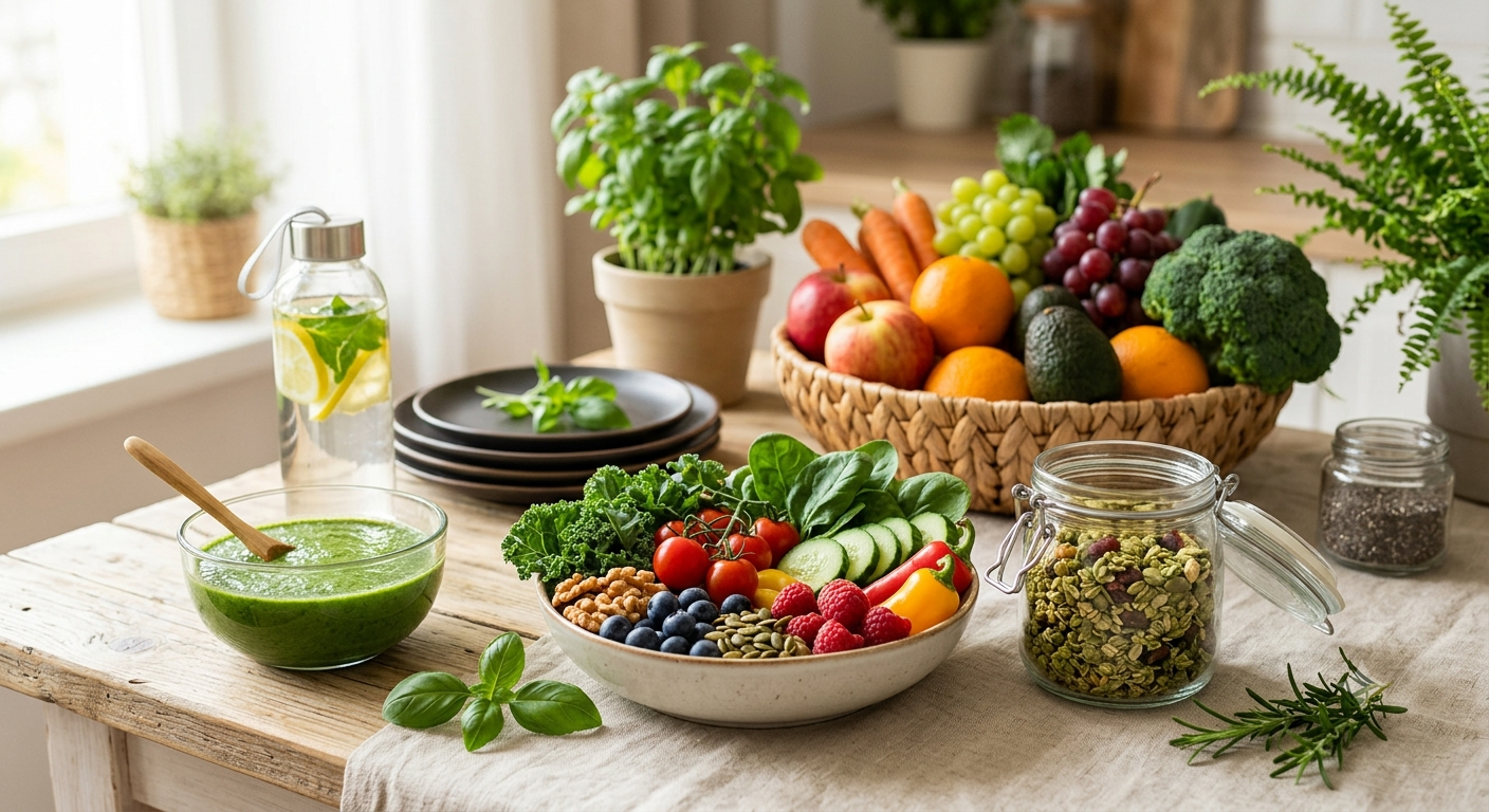 Alimentazione sana ed equilibrata: frutta, verdura e acqua detox